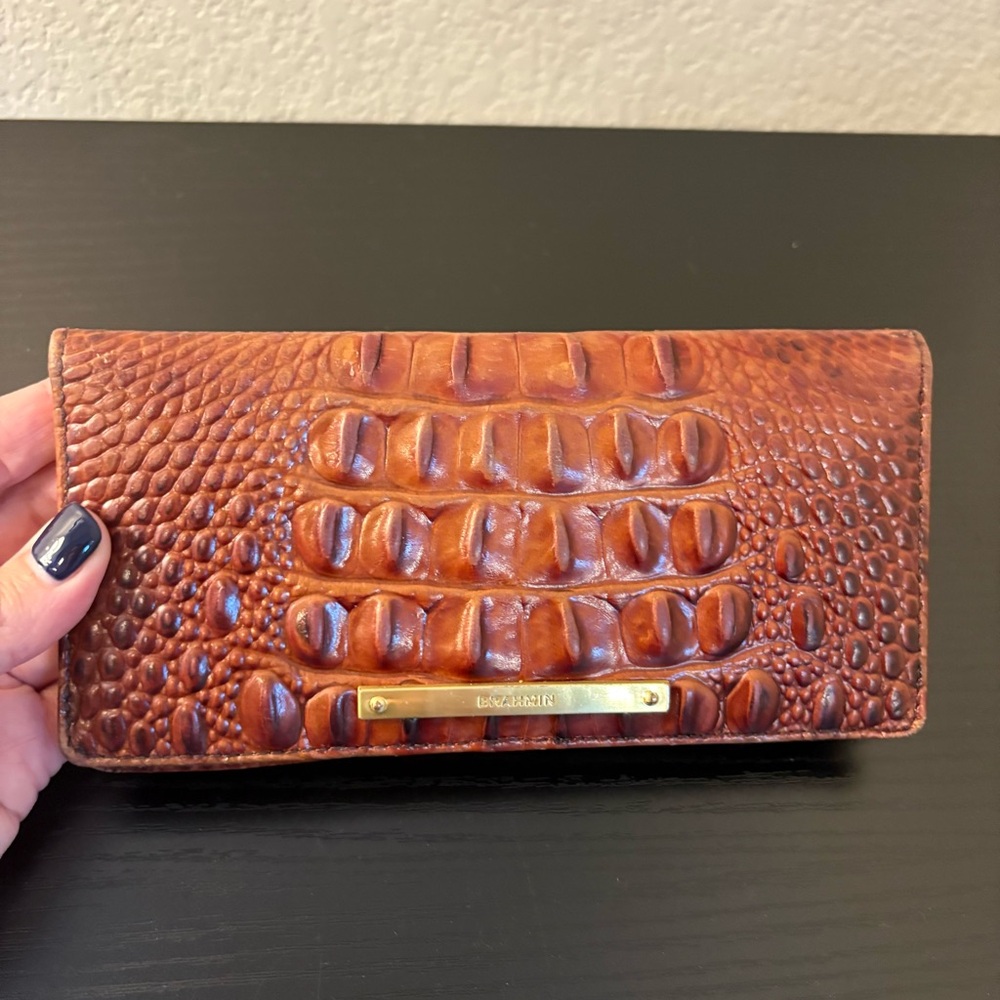 Brahmin Tan Crocodile Embossed Clutch